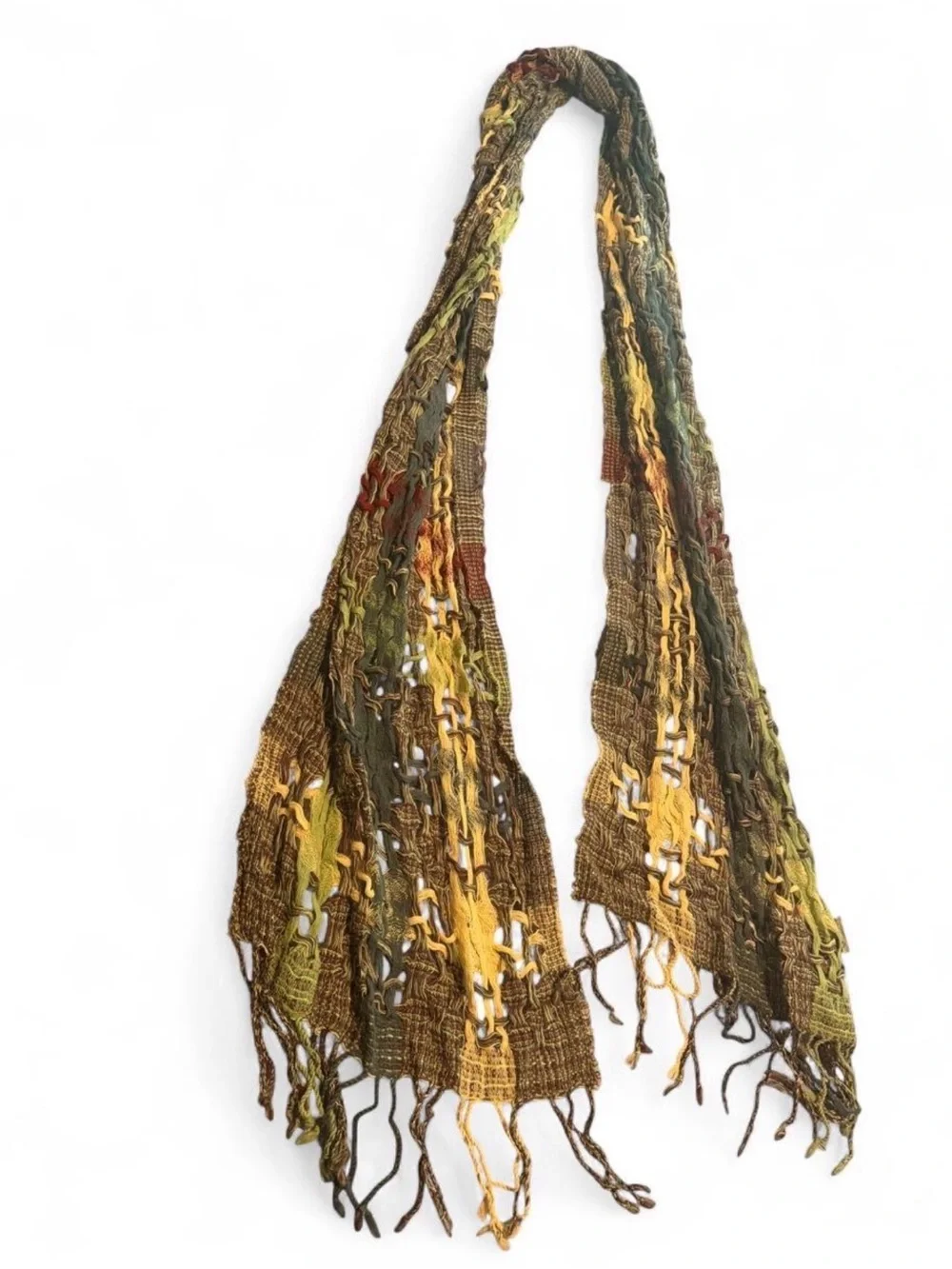 Wool 100% Multicolor Fringe Scarf - Olive, Mustard & Brown Jameson whiskey